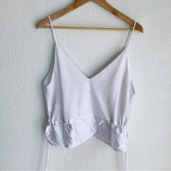 Zara Side Tie White Strappy Viscose Tank Sz Medium - Picture 4 of 6